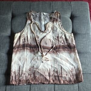 Violet & Claire Cream Tie Front Tank Top